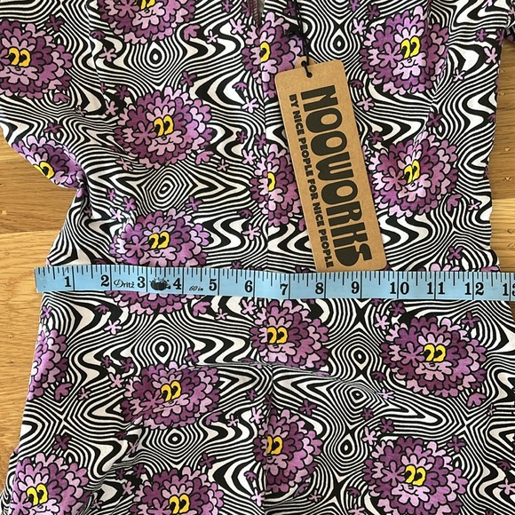 BNWT Nooworks Greta Haze Dress, XS Purple Multicolor Short Sleeve w/Pockets - Picture 8 of 9